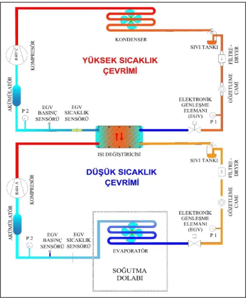Şekil 4.1 Kaskad deney düzeneği çevrim şeması .