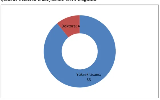 Şekil 2. Tezlerin Düzeylerine Göre Dağılımı  