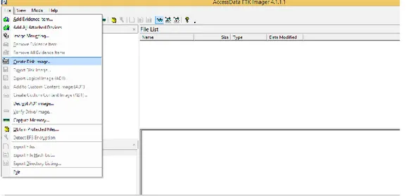 Şekil 2.2. FTK Imagerden imajı başlatma adımı. 
