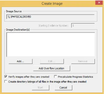 Şekil 2.5. FTK Imagerden imajı başlatma adımı 4. 