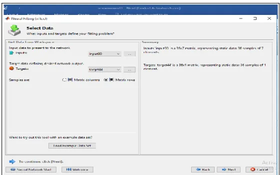 Figure 5.2. Using the inputs and targets options in the select data. 