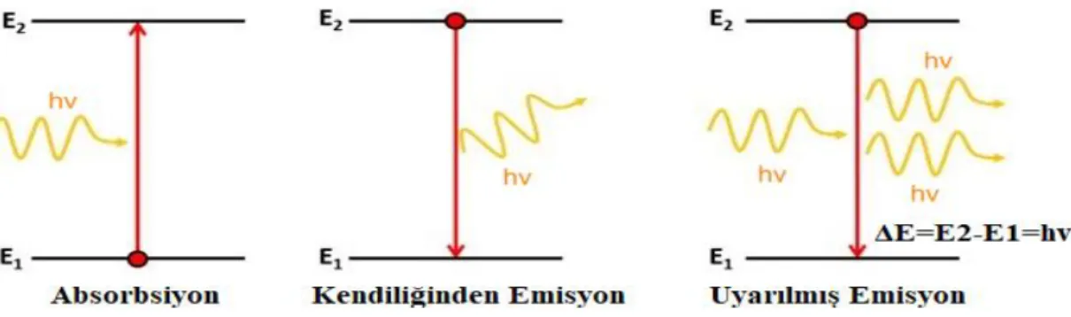 Şekil 2.11. Absorbsiyon ve emisyon [41]. 