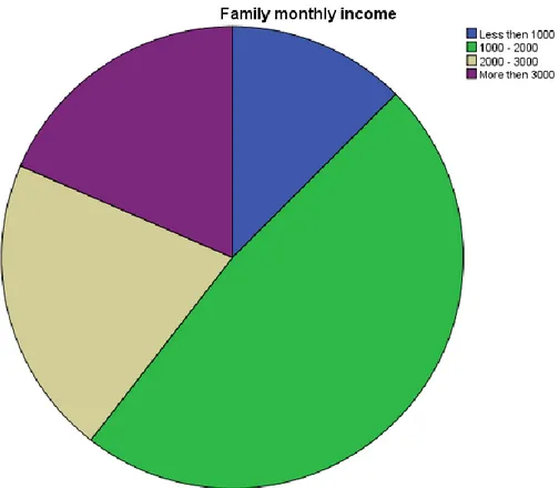 Figure 4.4. The distribution of the sample items by family income variable. 