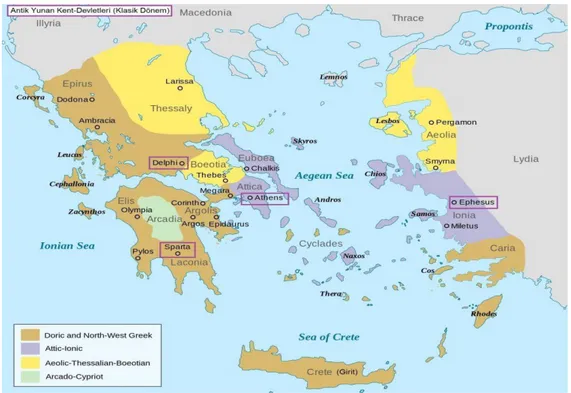 Şekil 5. Antik Yunan Kent Devletleri Haritası. 