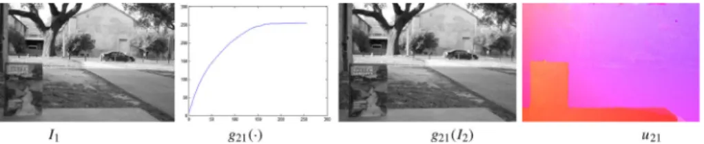 Fig. 14 Photometric and spatial registration. I 1 is the reference image. g 21 (·) is estimated IMF