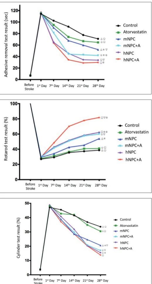 Figure 4: Adhesive removal test results  from subjects before stroke and on days  1, 7, 14, 21, and 28 after the stroke  (n=8) (r£¯s Ì :p&lt;0.0001)