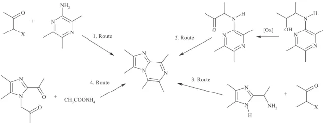 Figure 1. Synthesis of imidazo[1,2-a]pyrazine reported in the literature.