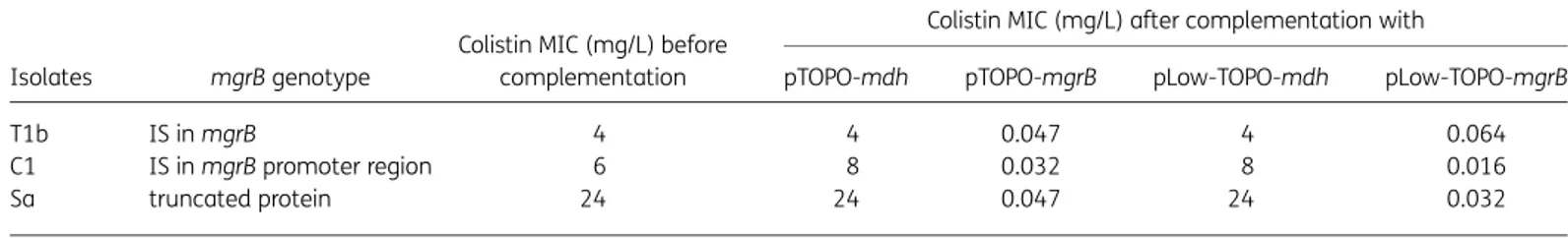 Figure 3. Sequences located at the 5 ′ -extremity of the mgrB gene. The putative promoter (PROM) is indicated, with its respective 235 and 210 boxes underlined