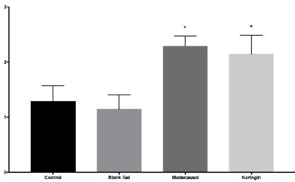 Figure  9.  Microscopic  assessment  of  epidermal-dermal  regeneration  among  groups  by  histological  scores