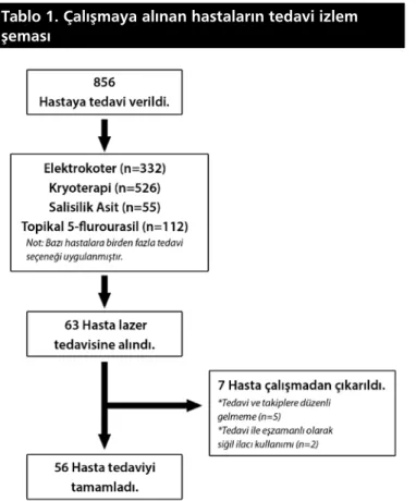 Tablo 2. Siğil bölgeleri ve sayıları