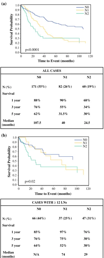 Fig. 2b). The median survival of patients with N1 disease was 40 months compared with 24.5 months for patients with N2 disease (p \ 0.0001; Fig