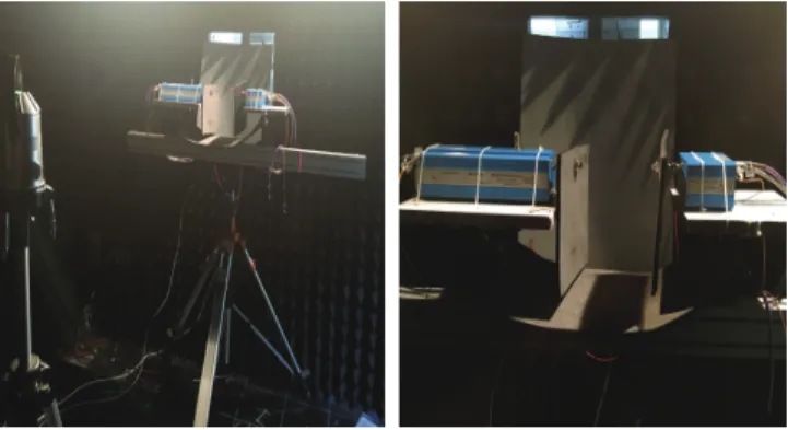 Fig. 1. Measurement setup in anechoic chamber from two different angles.