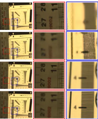 Fig. 7: Epipolar plane images of the 11 x 11 reconstructed light field. (Top) Horizontal EPI