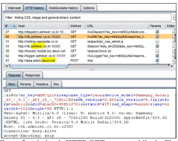 Figure 5. Admixer’s HTTP GET request while the Find  Viber Friend app is running 