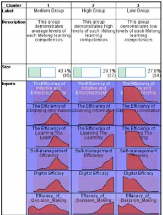 Figure 2. Relative distributions of lifelong learning competencies for the final clusters.