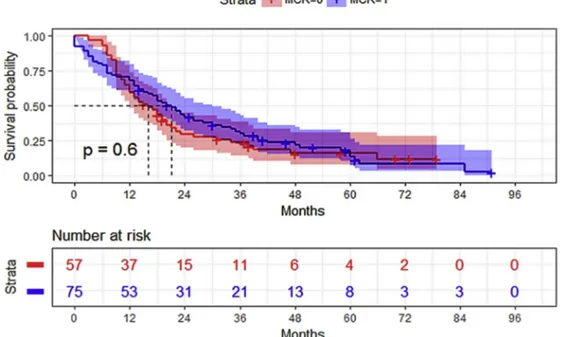 FIGURE 1. Survival curve of patients undergoing macroscopic complete resection (MCR) or not