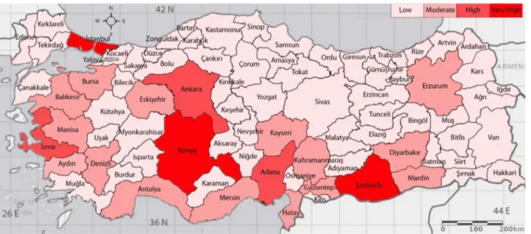 Fig. 10 Drought risk map for Turkey based on DRI