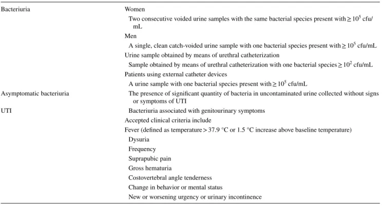 Table 2    Diagnosis of asymptomatic bacteriuria and UTI in elderly population