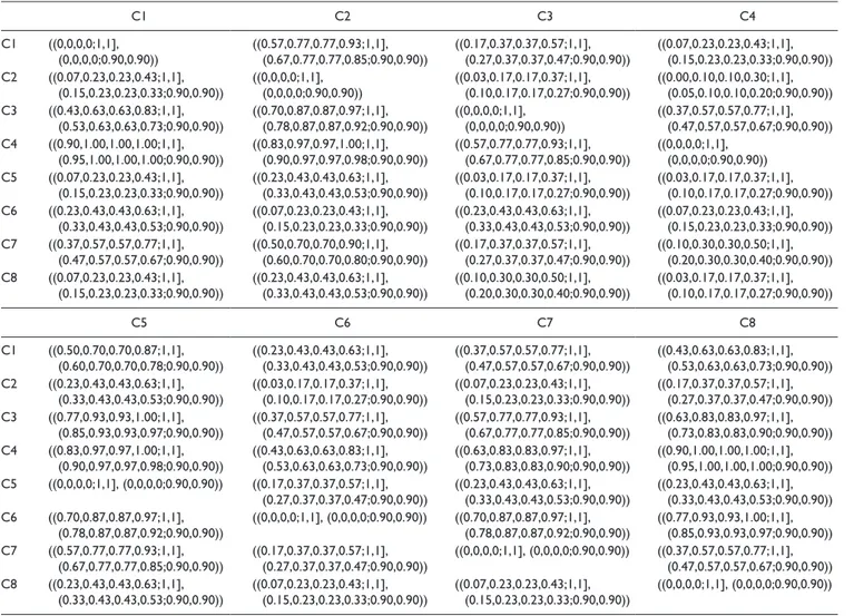 Table C1.  Initial Direct Relation Fuzzy Matrix.