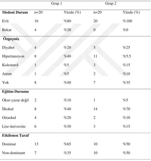 Tablo 6. 2. Olgulara ait bazı demografik bilgiler 
