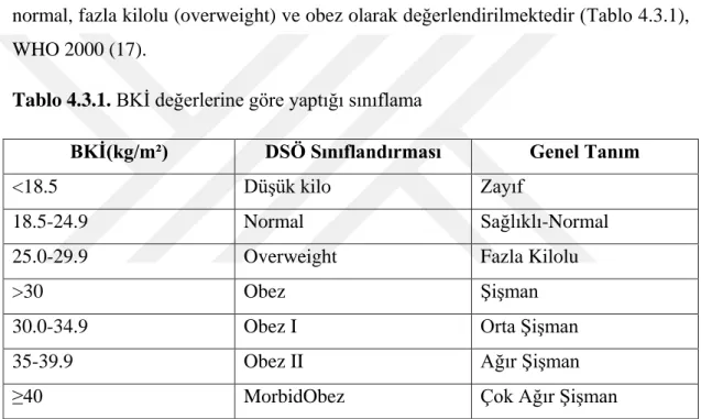 Şekil 4.3. Beden Kitle İndeksi Hesaplaması 