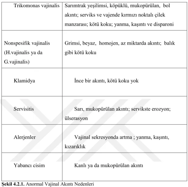 Şekil 4.2.1. Anormal Vajinal Akıntı Nedenleri  
