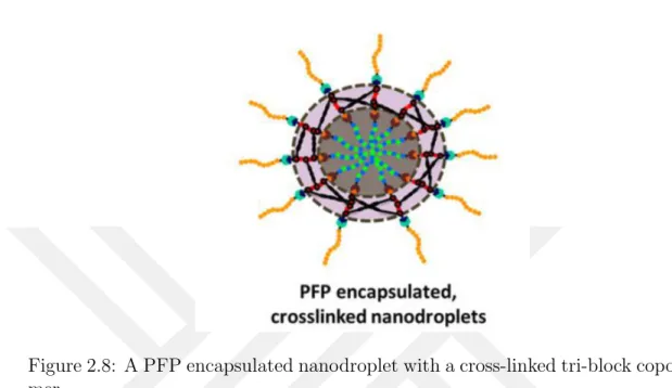 Figure 2.8: A PFP encapsulated nanodroplet with a cross-linked tri-block copoly- copoly-mer.