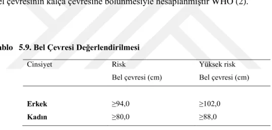 Tablo  5.9. Bel Çevresi Değerlendirilmesi 
