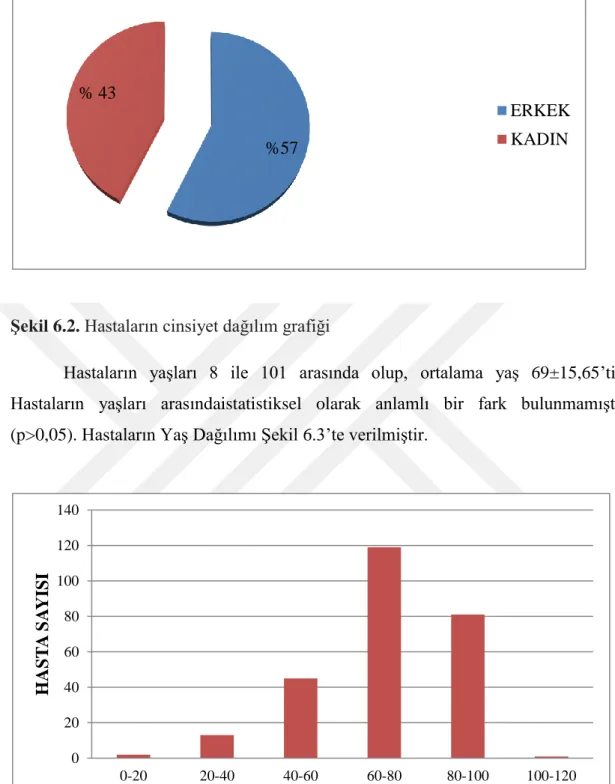 Şekil 6.3. Hastaların yaş dağılımı grafiği 