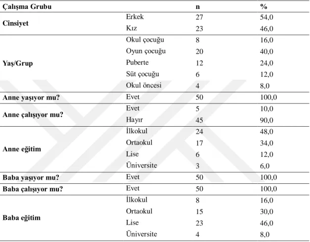 Tablo 6.1.1. Çalışma grubunun demografik dağılımı 