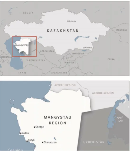 Figure 4.2 Map of Kazakhstan and Mangystau Region 