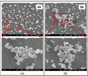 Figure 6. SEM micrographs of nanostructured ZnO particles synthesised from 0.02875 mol/L at 600 