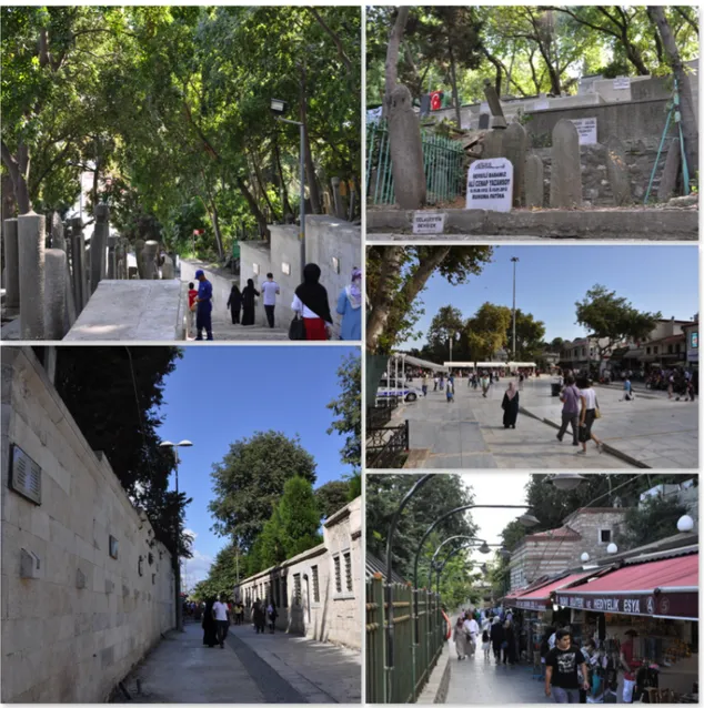 Abbildung 4.5: Eindrücke entlang der Route İdris Tepesi - Pierre Loti ve Eyüp Mezarlığı