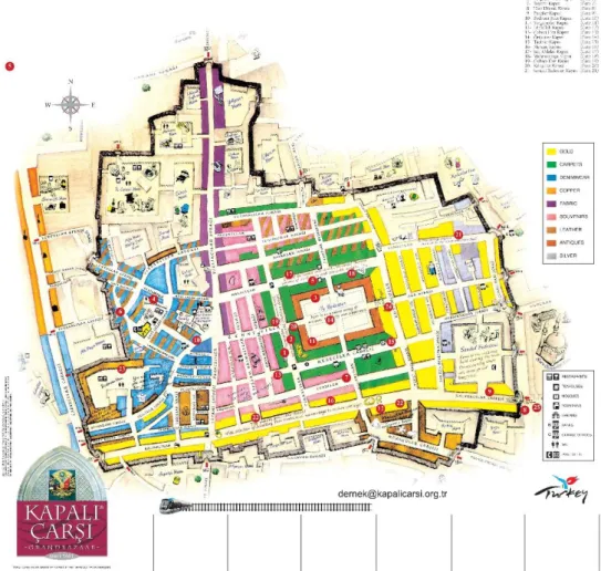 Abbildung 1: Karte des Großen Bazars (Kapalicarsi.com) 