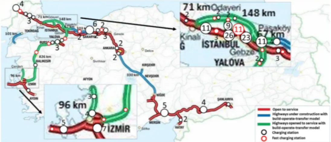 Fig. 11. The distribution of EVCSs along the highways.  