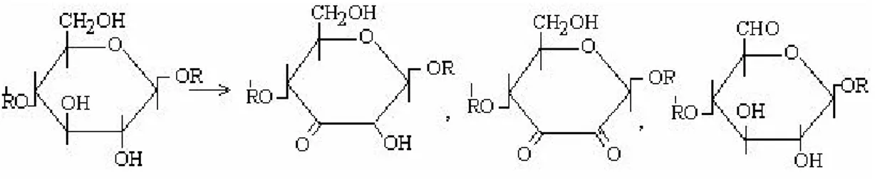 Şekil  1.10’da  selülozun  oksijen  ve  radikallerle  meydana  gelen  oksidasyonu  görülmektedir