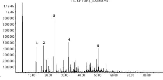 Figure 1. GC-MS Chromatogram of Tripleurospermum inodorum flower essential oil.