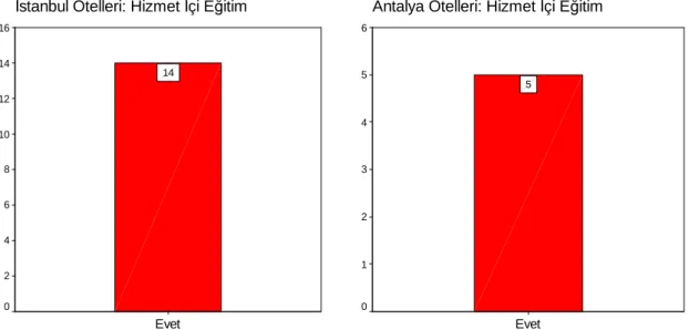 Şekil 3.21:İstanbul Otelleri:Hizmet İçi Eğitim     Şekil 3.22:Antalya Otelleri:Hizmet İçi Eğitim 