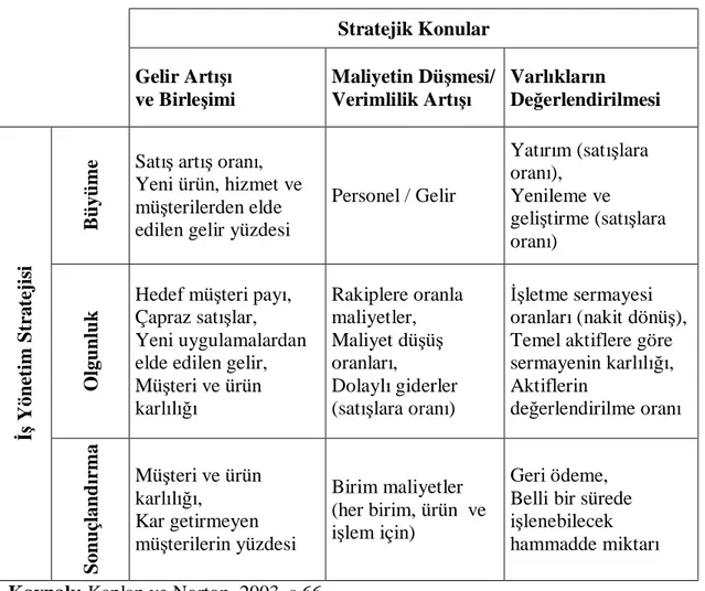 Tablo 2.2 – Stratejik Finansal Konuların Ölçümü 