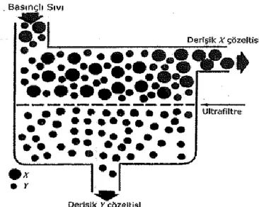 Şekil 2. 1. Ultrafiltrasyon işleminin şematik görünümü (Tırnaksız 2009) 