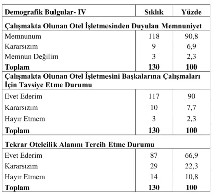 Tablo 4.6. Demografik Bulgular- IV 