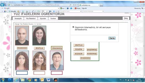 Şekil 3.1.5.12. Hangi Yüz İfadesi Oyunu Seviye Düşüşü Ekran Görüntüsü 
