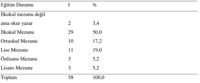 Tablo 2.13 AraĢtırmaya katılan velilerin eğitim durumu dağılımları   