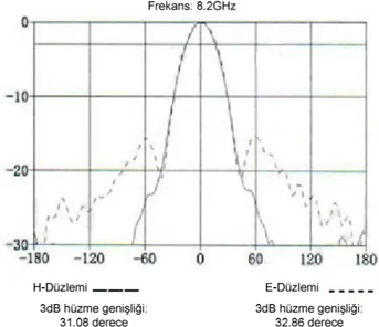 Şekil 3.8 Üretici Firmaya ait LB-975-15 Horn Anten Örüntüsü 