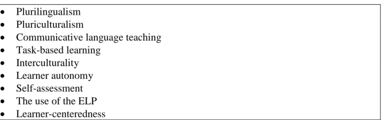 Table 4.1 The Principles of the CEFR 