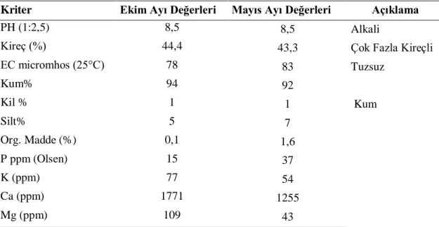 Çizelge 4.6. Antalya Mardan stadyumu toprak analiz sonuçları 