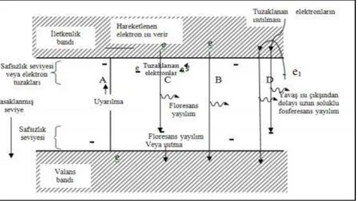 Şekil 2.16. Fosforesans ve limünesans maddelerde uyarılma enerji seviyeleri   Termolüminesans dozimetre (TLD) okuma sistemi: 