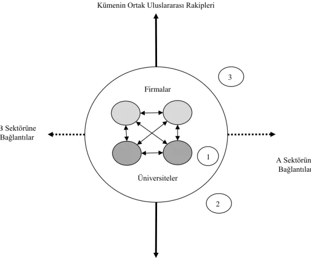 Şekil  2.3'te  1,  kümenin  esas  elemanları  (firmalar  –  araştırma  kurumları  vs)  arasındaki  ilişkidir