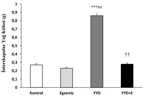 Grafik 5: Grupların İnterskapular Yağ Kitlesi Miktarlarının Karşılaştırılması 