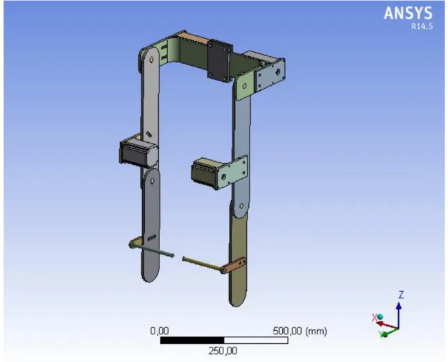 Şekil 3.5. Dış iskeletin Ansys Workbench programındaki görüntüsü 